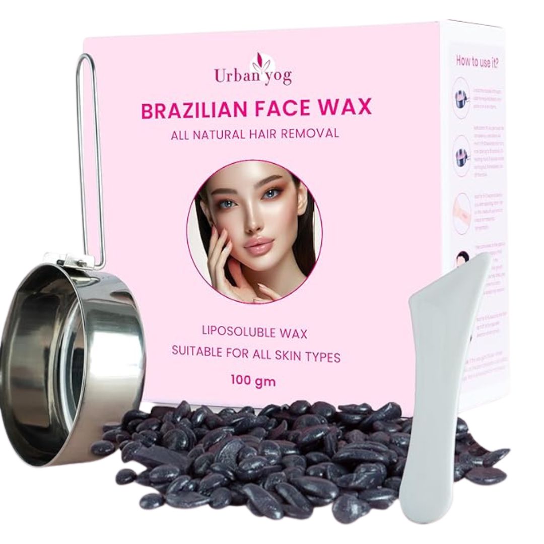 Urban Yog Brazilian Beans Wax, Face Wax/Katori Wax for Women (100g) | India’s 1st Liposoluble Stripless Wax | Pan with Handle & Spatula | Natural Ingredients | For Upper Lips, Chin, Cheeks & Hairline Visit the Urban yog Store