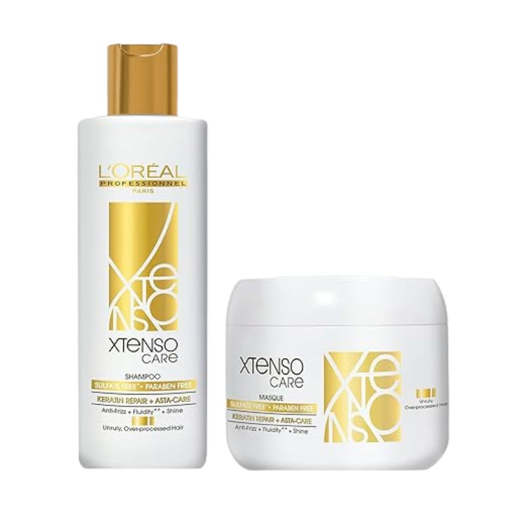 L'OREAL PROFESSIONNEL PARIS Xtenso Care Sulfate-Free* Shampoo 250Ml And Hair Masque 200Ml Combo For All Hair Types (Pack Of 2)