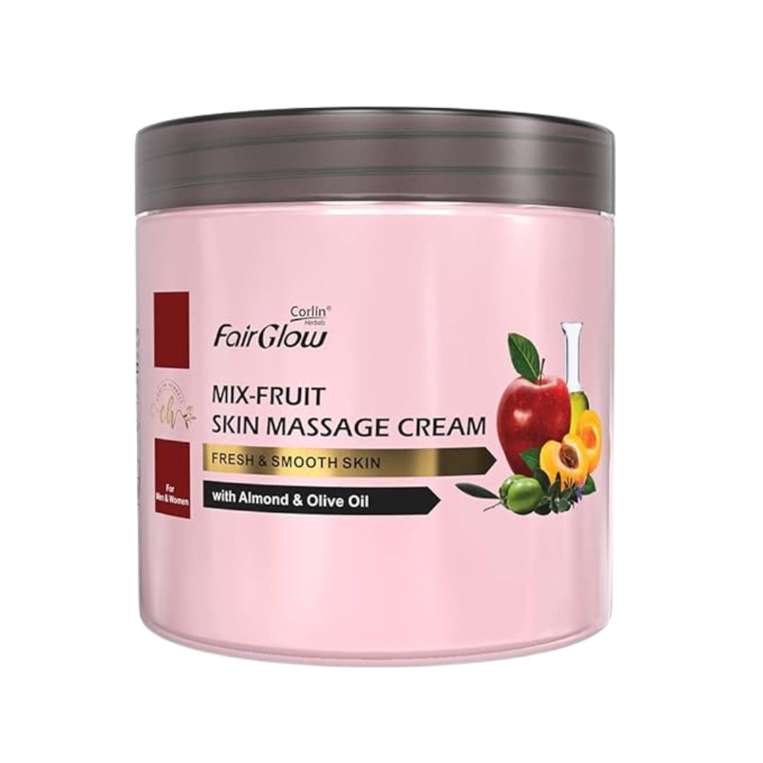 Corlin Fair Glow Mix-Fruit Skin Massage Cream with Almond & Olive Oil- 800g | For Men & Women | Body & Facial | Ideal for Daily Use