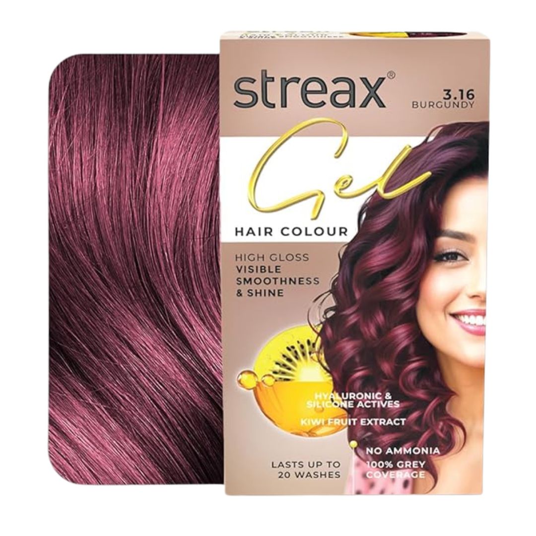 reax Gel Hair Colour for women, Burgundy 3.16, 150 ml I Burgundy Hair colour I No ammonia hair color | 100% grey coverage Visit the Streax Store