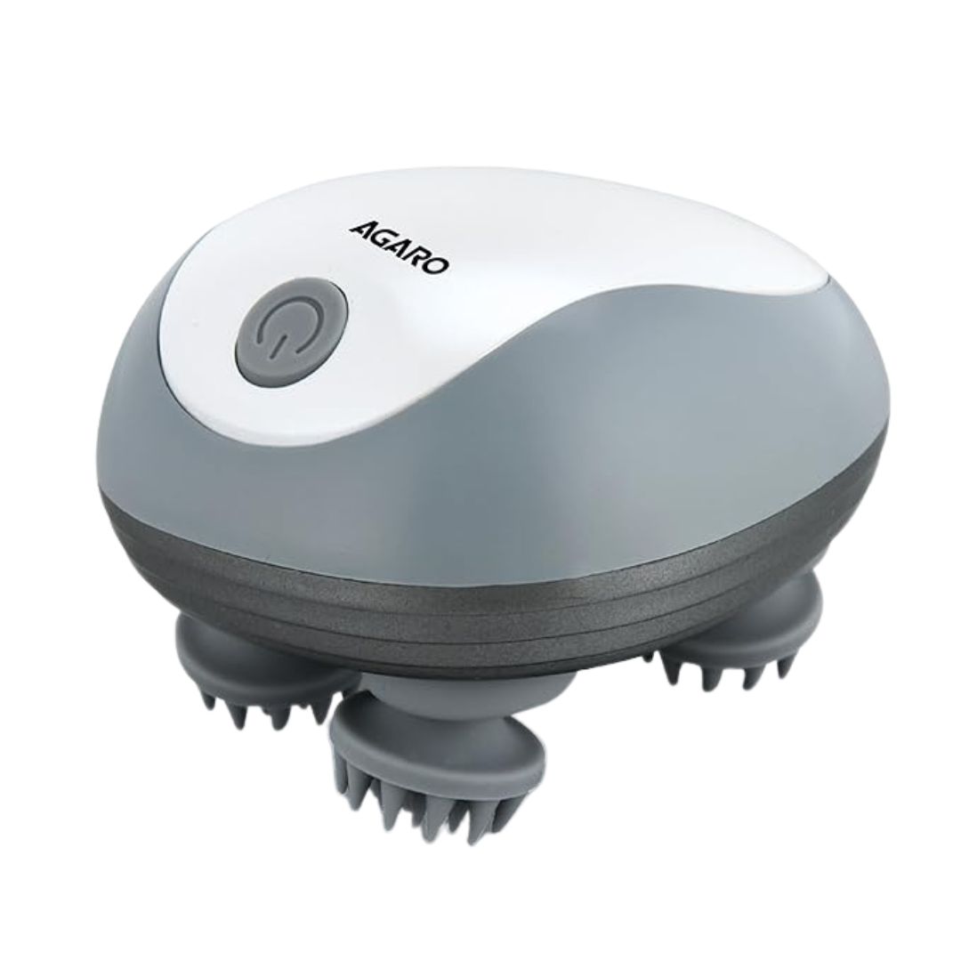 AGARO Scalp Massager, Rechargeable Electric Head Kneading Massager, 3 Speed Modes, Handheld Portable Head Scratcher Massager for Hair Growth, Deep Clean & Stress Relax, SM3675,White