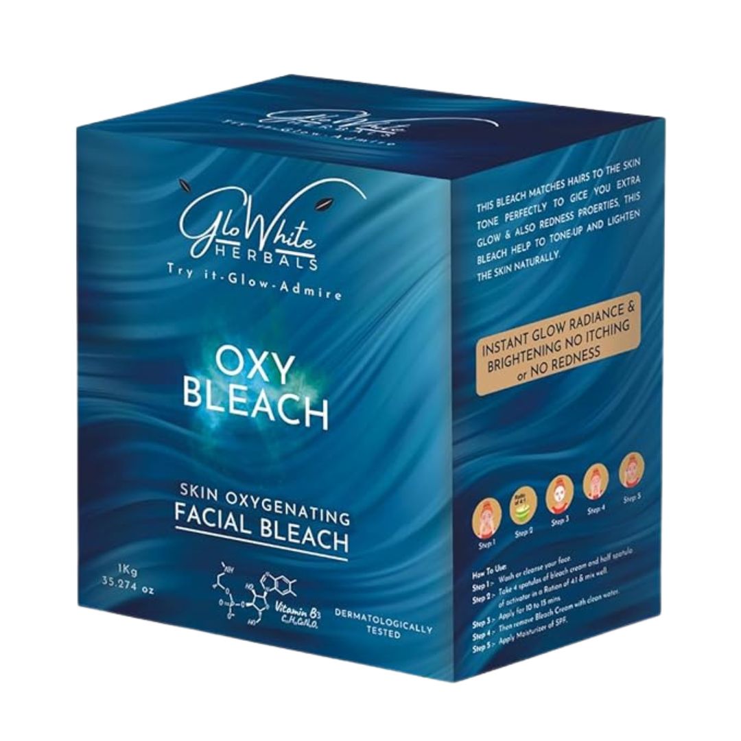GloWhite Herbals Oxy Bleach For Face For Women | 1st Dermatologically Tested Skin Oxygenating Facial Bleach with No-itching Formula | Mild on All Skin Type | For Face & Body | 1kg
