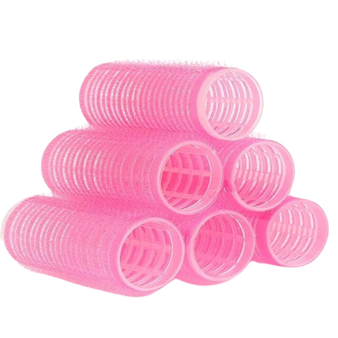 GUBB Hair Roller Curlers Medium - Set of 6 Pink Hair Curlers - Easy-to-Use Hair Rollers for Effortless Styling and Gorgeous Curls - Suitable for All Hair Types - Lightweight and Portable Hair Curling Tools for Salon-Worthy Results at Home