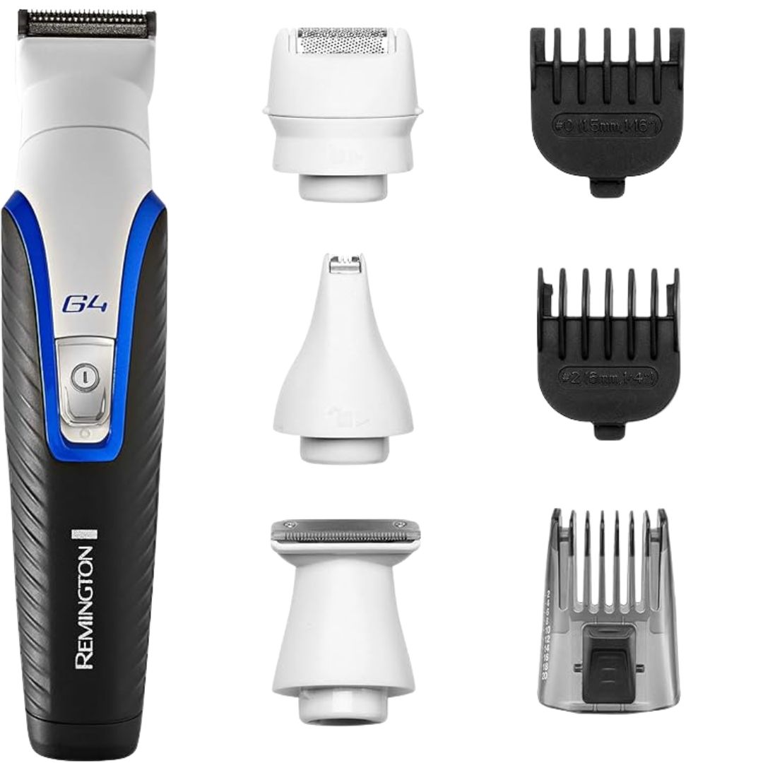 Remington G4 Graphite Series Personal Groomer PG4000 Hair Trimmer | 7-in-1 Multi-Grooming Kit with Graphite Coated Blades | Self-Sharpening Blades | Cord/Cordless | 60 Min Runtime | Premium Storage Pouch