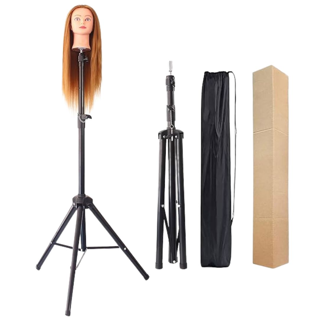 VIVIAN Wig Stand Tripod Mannequin Head Stand Metal Adjustable Heavy Duty Wig Head Stand for Canvas Block Head Cosmetology Hairdressing Training Doll Head and Styling Making Wigs