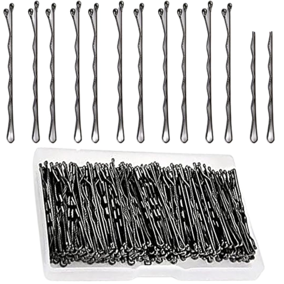Temperia Bobby Hair Pins for Women & Girls (Pack of 100) (With Storage Box) (6cm Long) | Stylish Bob Hairpins for Hairstyling | Hair Styling Accessories Clips (Black)