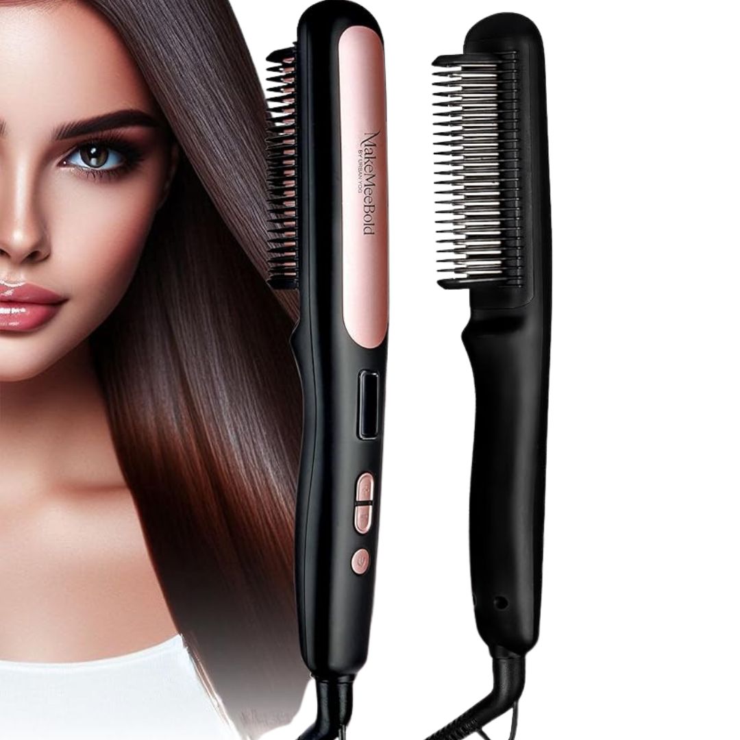 Urban yog MakeMeeBold Hair Straightener Brush| Frizz Free Hair | Electric Hair Straightner Comb | With Ceramic Coated Plates, 5 Temperature Controls,1200 Watt, Black Visit the Urban yog Store