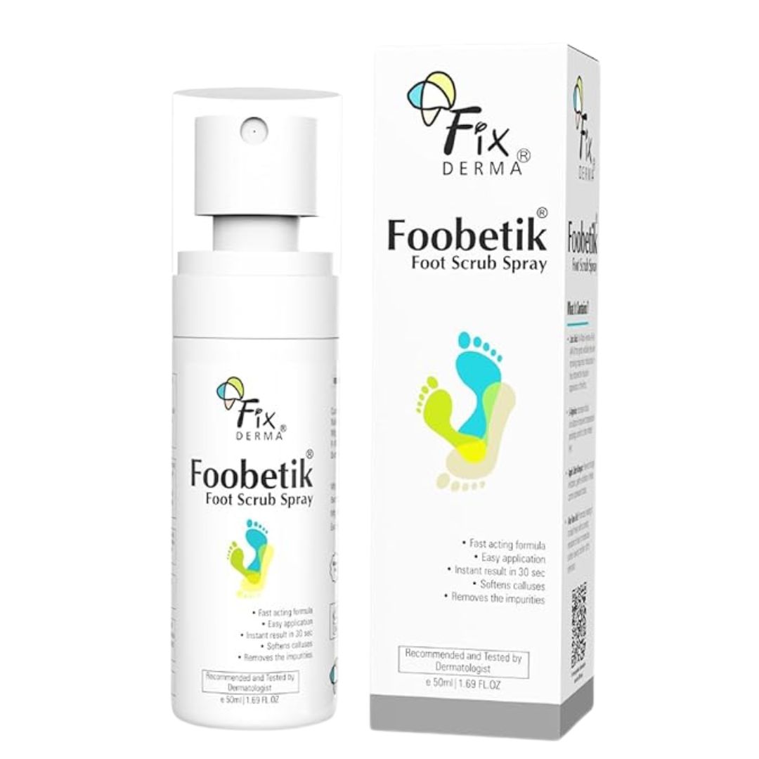 Fixderma Foobetik Foot Scrub Spray with Lactic Acid | 30 sec Foot Facial Spray | Foot Scrubber for Dead Skin | Callus Remover Spray | Heel Scrubber for Feet | Pedicure Treatment at Home |Instantly Smooth & Soft Feet - 50ml Visit the FIXDERMA Store