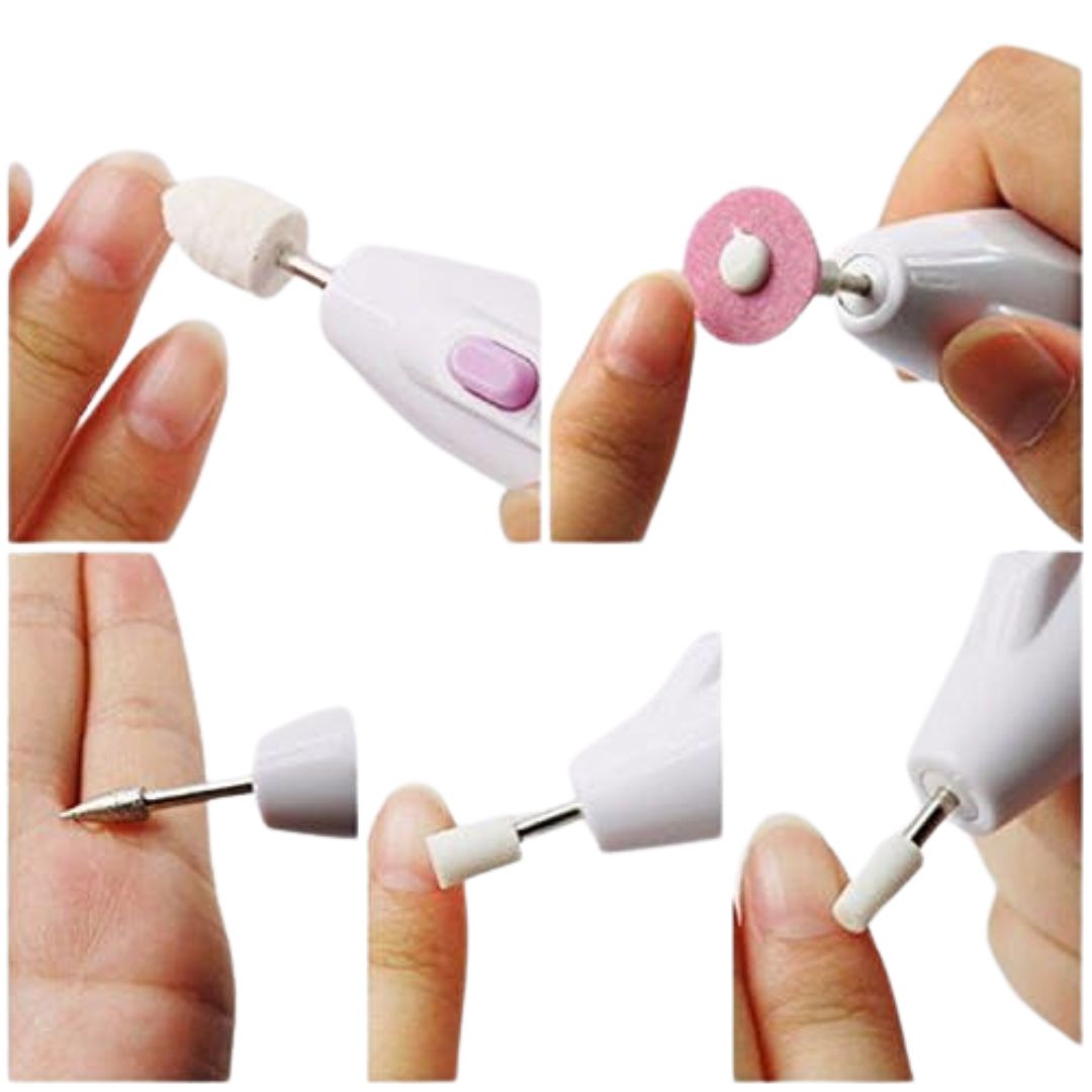 Swet 7 In 1 Art Tip Electric Nails Decorator Salon Sharper Grinder Drill Machine Polish Manicure Pedicure Grooming Tool Kit, White