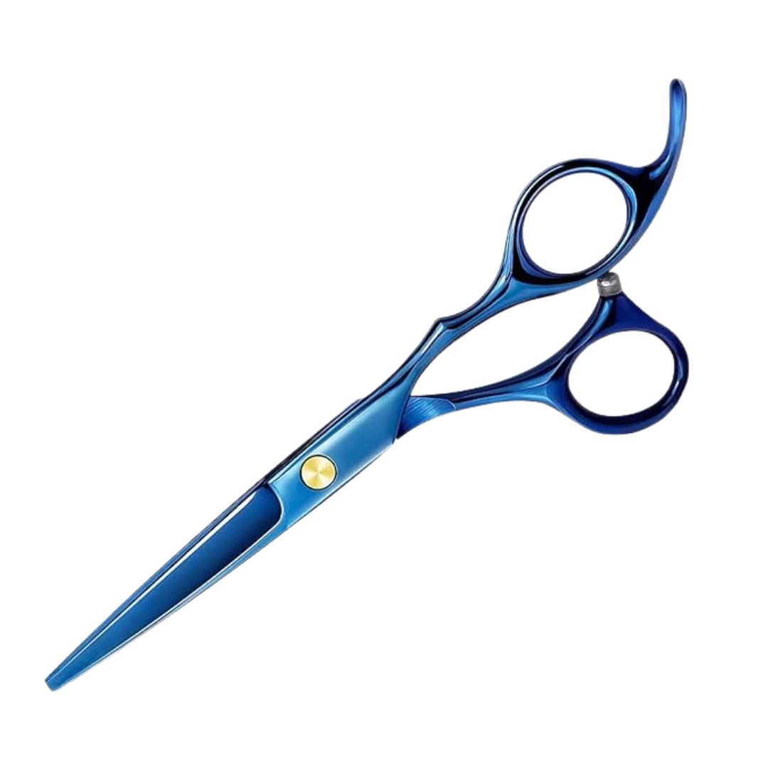 BANIRA Professional Razor Edge Series - Titanium Barber Hair Cutting Scissors/Shears - 6.5" Overall Length with Fine Adjustment Tension Screw (Titanium Blue)
