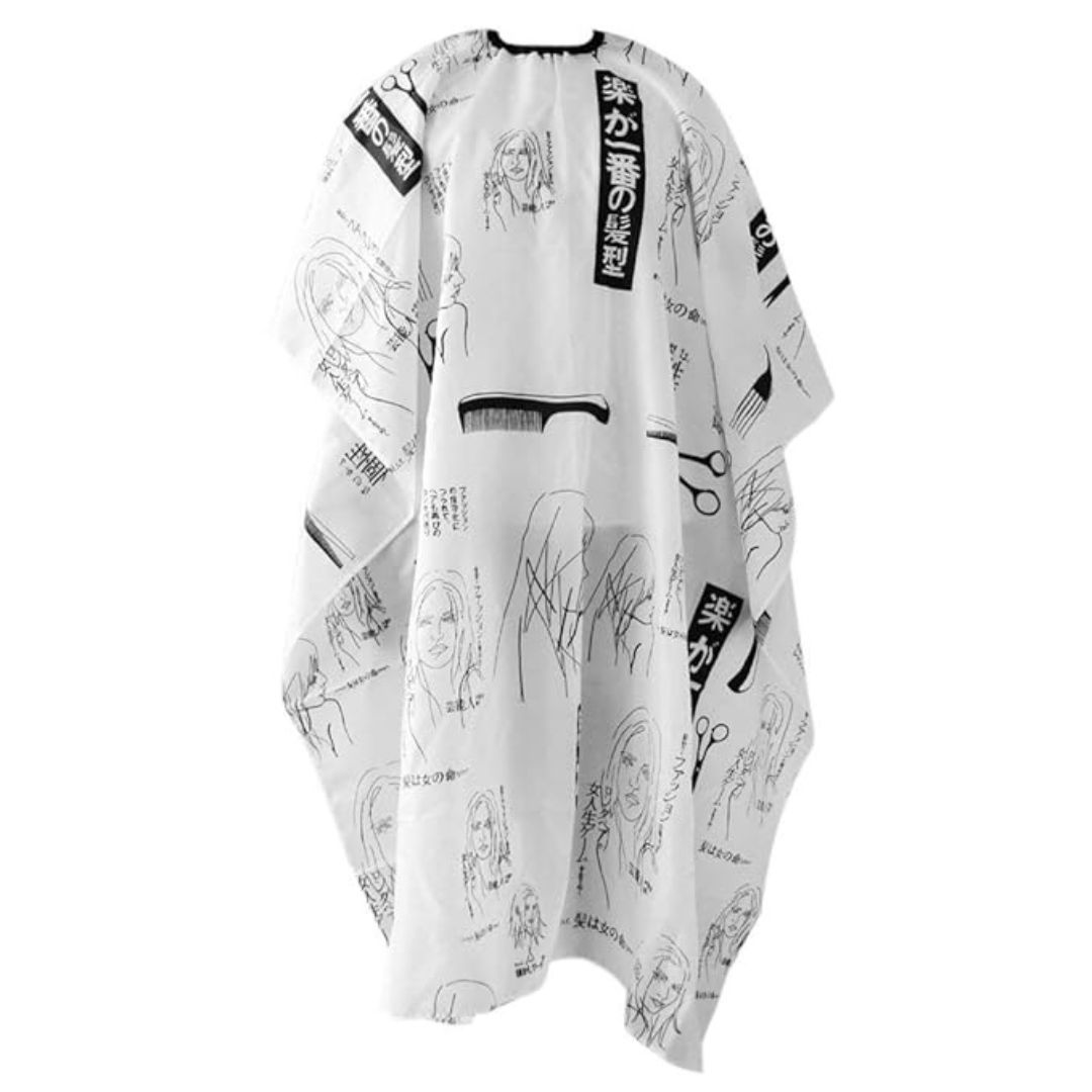 Tifurko Unisex Hair Cutting Apron – Stylish Printed Salon Cape for Barbers & Hairdressers (White, Pack of 1)