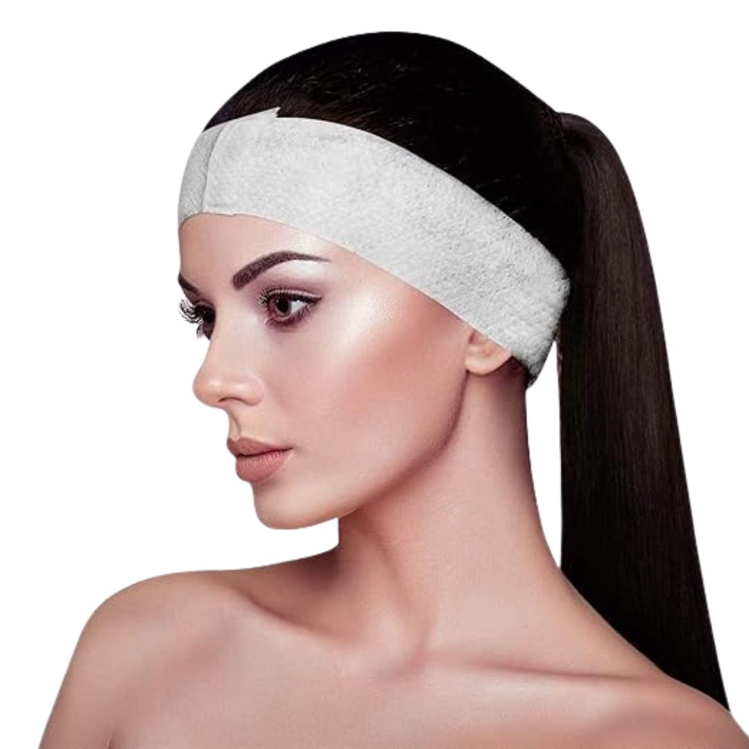 Gypsy 100 pcs Disposable Spa Facial Headbands | For Make up, Hair Colour,Salon & Parlour Use | Free Size With Velcro | Easy to Use