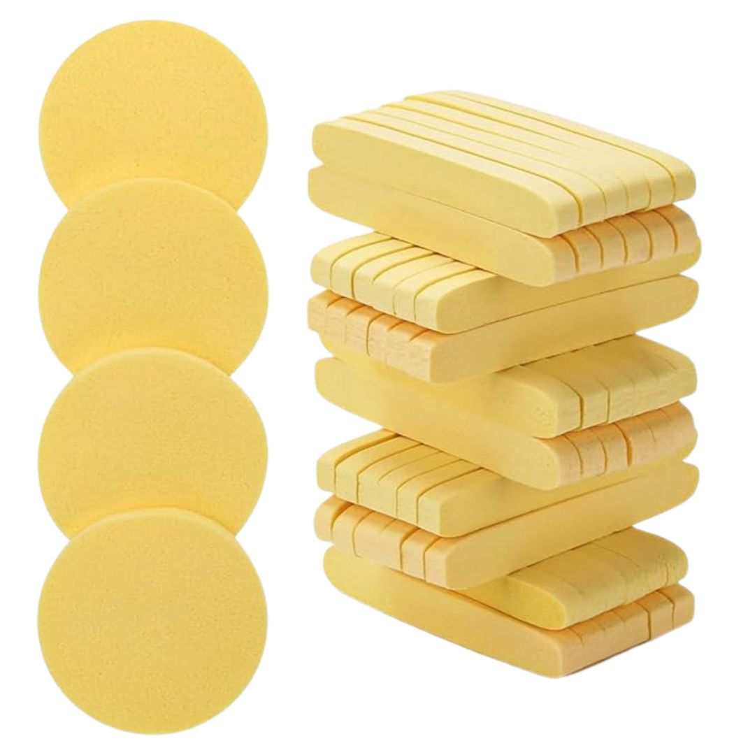 Multibrite 24Pcs Reusable Compressed Facial Sponges, Makeup Remover Pads, Face Cleansing Pads, Cosmetic Spa Sponges for Removing Dead Skin, Facial Cleansing, Gentle Exfoliating, Makeup Removal